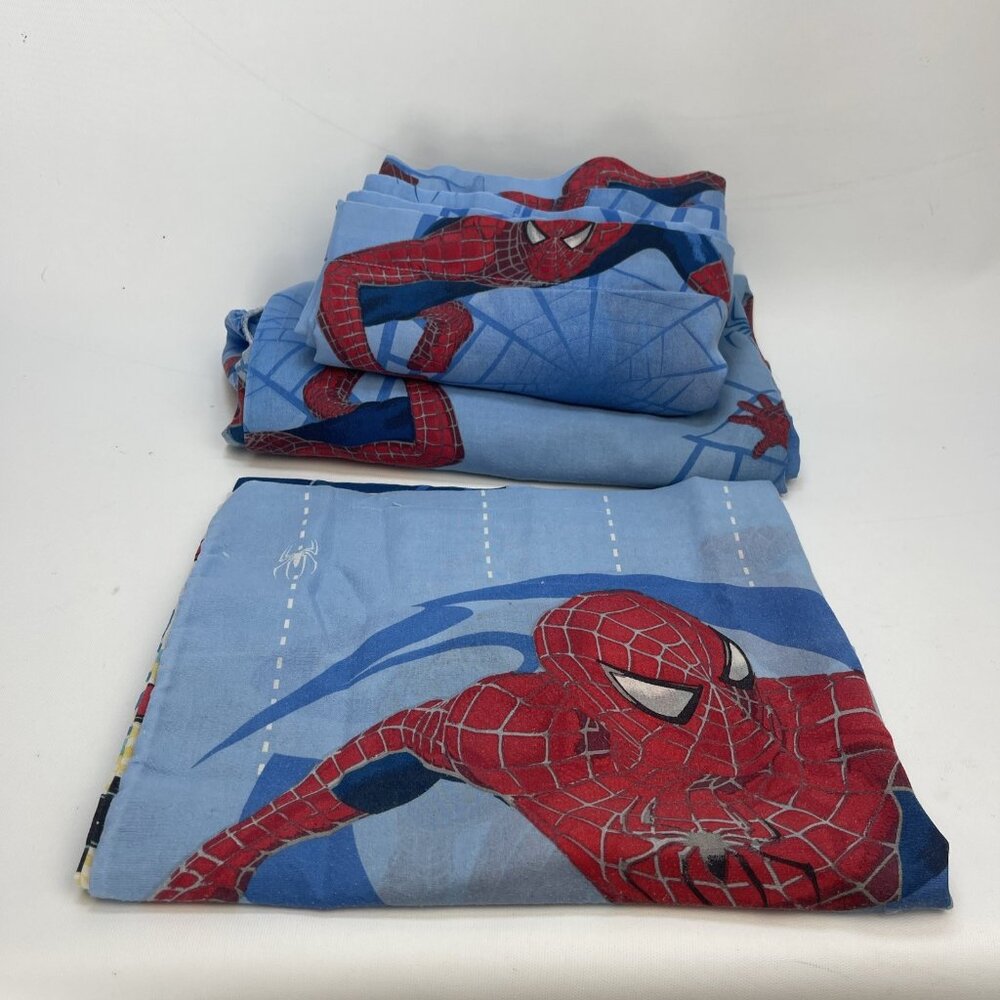 Y2K 2004 Kids Spiderman Marvel Comics Sheet Set Fitted + Flat + Pillowcase Twin